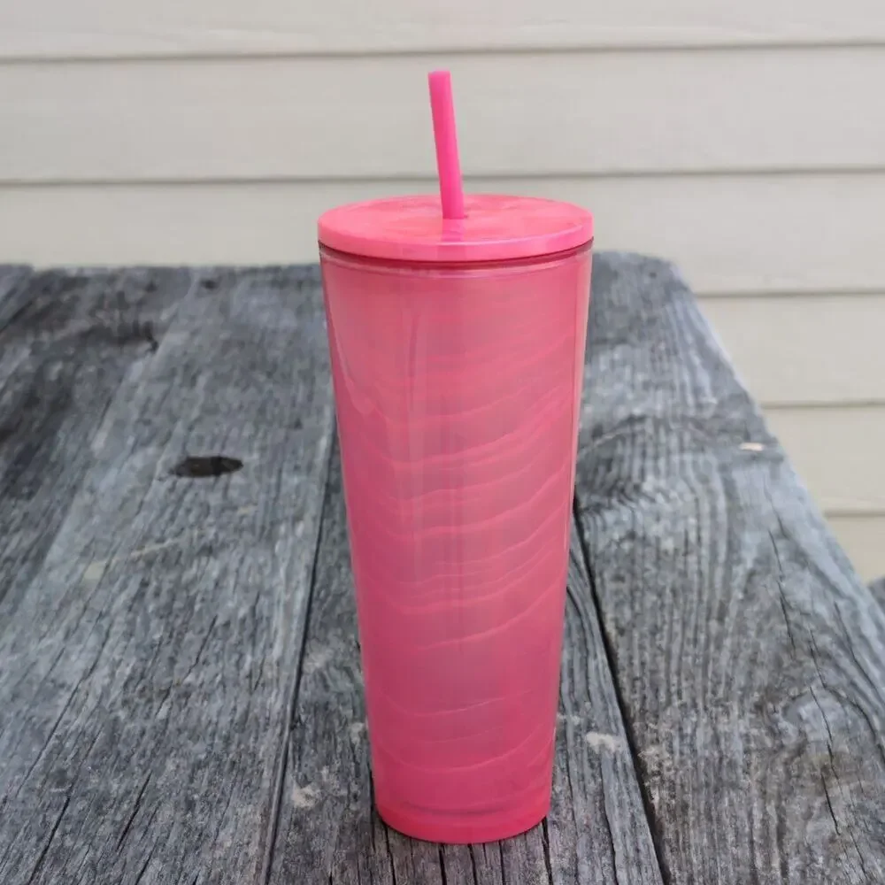 NWT Starbucks Pink Marble Bubblegum Cold Cup Tumbler Venti 24 oz. 2023